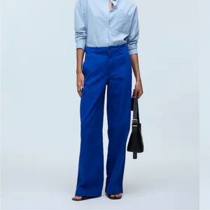 Madewell Button-Tab Wide-Legs Pants in Pure Blue NWT 4